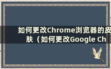 如何更改Chrome浏览器的皮肤（如何更改Google Chrome的主题背景）